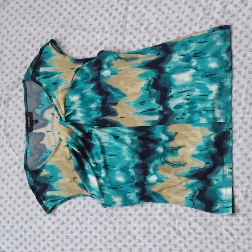 Jones Wear Classy Blue and Tan Blouse